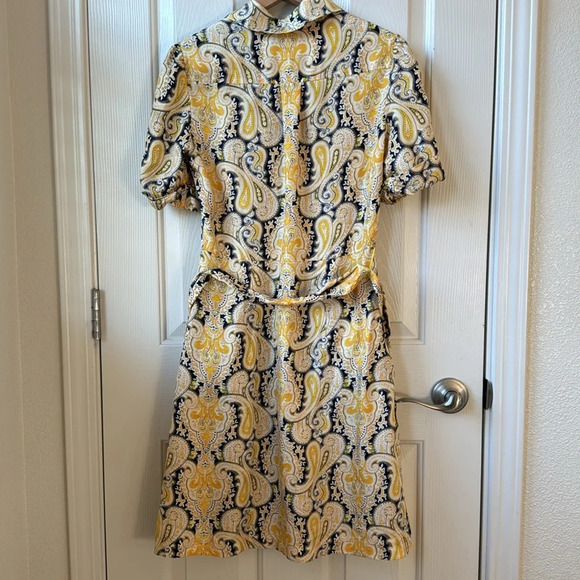 DM Donna Morgan Paisley Print Puff Sleeve Front Button Midi Dress 100% Silk sz 6 - Picture 10 of 11